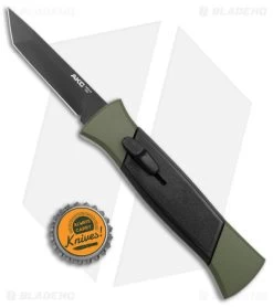 AKC 777 Blackfinger OTF Automatic Knife Green/Black (3.375" Black Tanto ) -Knife Shop AKC 777 Blackfinger OTF Auto Green Black Black Tanto BHQ 153513 jr bottlecap