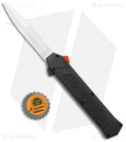 AKC F-16 D/A Bayo OTF Automatic Knife Black W/ Orange Button (3.3" Satin) -Knife Shop AKC F 16 DA Bayo OTF Auto Black Orange Button Satin BHQ 102935 jr bottlecap
