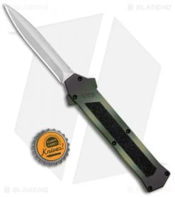 AKC F-16 D/A Dagger OTF Automatic Knife Green Camo (3.3" Satin) -Knife Shop AKC F 16 DA Dagger Camo OTF Auto Green Satin BHQ 125374 jr bottlecap
