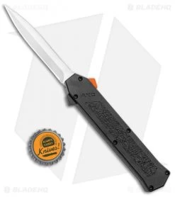AKC F-16 D/A Dagger OTF Automatic Knife Black W/ Orange Button (3.3" Satin) -Knife Shop AKC F 16 DA Dagger OTF Auto Black Orange Button Satin BHQ 98892 jr bottlecap