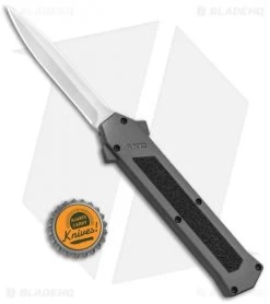 AKC F-16 D/A Dagger OTF Automatic Knife Gray (3.3" Satin) -Knife Shop AKC F 16 DA Dagger OTF Auto Gray Satin BHQ 92691 jr bottlecap