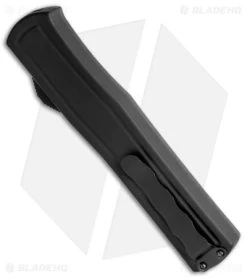 AKC F-20 D/A Spear Point OTF Automatic Knife Black Aluminum (3.6" Satin Drop) -Knife Shop AKC F 20 DA Dagger OTF Auto Black Satin BHQ 140836 jr side