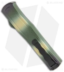 AKC F-20 D/A Dagger OTF Automatic Knife Green Camo Aluminum (3.6" Satin) -Knife Shop AKC F 20 DA Dagger OTF Auto Camo Satin BHQ 140488 jr side