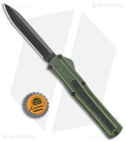 AKC F-20 D/A OTF Automatic Knife Green Aluminum (3.6" Black) -Knife Shop AKC F 20 DA Dagger OTF Auto OD Green Black BHQ 140846 jr bottlecap