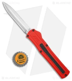 AKC F-20 DBL Dagger OTF Automatic Knife Red Aluminum (3.6" Satin) -Knife Shop AKC F 20 DA Dagger OTF Auto Red Aluminum Satin BHQ 179208 jr bottlecap