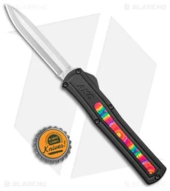 AKC F-20 D/A Dagger OTF Automatic Knife /w Tie Dye Inlay (3.5" Satin) -Knife Shop AKC F 20 DA SP OTF Auto Black Tie Dye Inlay Satin BHQ 152893 jr bottlecap