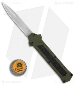 AKC F-16 D/A Bayonet OTF Automatic Knife OD Green (3.3" Satin) -Knife Shop AKC F16 OD Green DA Bayo Satin Plain BP 25690 er bottlecap