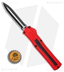 AKC F-20 D/A Dagger OTF Automatic Knife Dark Red Aluminum (3.6" Two Tone) -Knife Shop AKC F20 DA Dagger OTF AK Red Alum 3in Two Tone BHQ 178590 td size