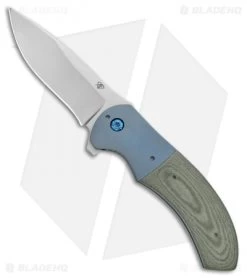 Aaron Frederick Custom Rictor Flipper Knife Green Micarta/Ti (3.37" Stonewash)