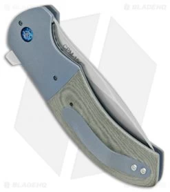 Aaron Frederick Custom Rictor Flipper Knife Green Micarta/Ti (3.37" Stonewash) -Knife Shop Aaron Frederick Custom Rictor Green Micarta Ti SW BHQ 102296 jr side