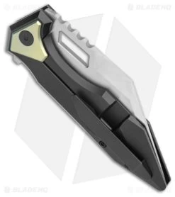Arcane Design The CRAWLER Frame Lock Knife Black Titanium (3.6" Satin M390) -Knife Shop Arcane Design The Crawler II Ti FL Satin Black Green BHQ 163869 jr side