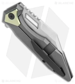 Arcane Design The CRAWLER Frame Lock Knife Gray Titanium (3.6" Satin M390) -Knife Shop Arcane Design The Crawler II Ti FL Satin Gray Green BHQ 163872 jr side