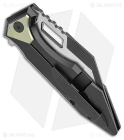 Arcane Design The CRAWLER Frame Lock Knife Black Titanium (3.6" Two-Tone M390) -Knife Shop Arcane Design The Crawler II Ti FL TT Black Green BHQ 163870 jr side