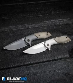 Arcform Catalyst Flipper Knife Ti/Micarta (3.5" Stonewash) TuffKnives -Knife Shop Arcform Catalyst Flipper Knife Black Ti Micarta Black SW TuffKnives BHQ 95654 kp burnt wood web