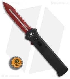 Paragon PARA-XD Blood Line Dagger OTF Auto Knife Smooth Black (3.6" Red Serr) -Knife Shop Asheville Steel Paragon PARA XD Blood Line smooth black red serr BHQ 76367 er bottlecap