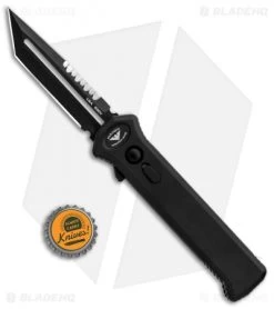 Paragon PARA-XD Tanto OTF Auto Knife Smooth (3.5" Black Serr) -Knife Shop Asheville Steel Paragon Tanto OTF Smooth Black PARA XD T BL CB BHQ 84952 jr bottlecap