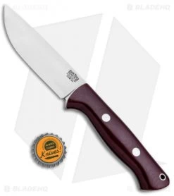 Bark River Bravo 1 Fixed Blade Knife Burgundy Canvas Micarta (4.25" Satin 3V) -Knife Shop Bark River Bravo 1 3V Rampless Burgundy Satin BHQ 101509 jr bottlecap