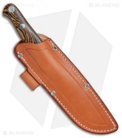Bark River Bushcrafter Fixed Blade Knife Bocote (3.875" Satin) -Knife Shop Bark River Bushcrafter Jimped Bocote Satin BHQ 25092 jr sheath