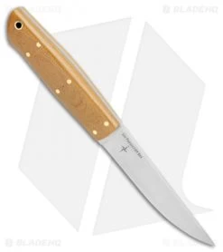 Bark River Puukko Fixed Blade Knife Natural Canvas Micarta (4.375" Satin 3V) -Knife Shop Bark River Puukko Natural Canvas Micarta Satin BA06129MNC BHQ 105040 jr spine