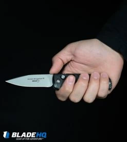 Boker Kalashnikov Dagger Automatic Knife Black Aluminum (3.25" Black D2) -Knife Shop Boker Kalashnikov Automatic Knife Black Bead Blast KALS74 BHQ 0103 kp in hand web 3