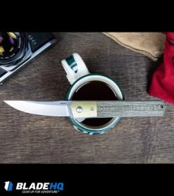Boker Kwaiken Flipper Knife Canvas Micarta/Brass Bolster (3.5" Stonewash) -Knife Shop Boker Kwaiken Tuxedo Flipper Knife Canvas Micarta Brass Stonewash BHQ77843 kp wood cool textures web