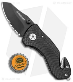 Boker Magnum Compact Rescue Liner Lock Knife (2.375" Black) 01MB456 -Knife Shop Boker Magnum Compact Rescue LL Black BHQ 40385 jr bottlecap