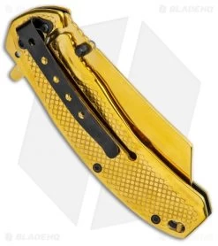 Boker Magnum Golden Skull Spring Assisted Knife Stainless Steel (3.3" Gold) -Knife Shop Boker Magnum Golden Skull SA SS Gold 01SC070 BHQ 111686 jr side