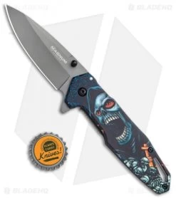Boker Magnum Screaming Skull Frame Lock Knife (3.3" Gray) 01MB230 -Knife Shop Boker Magnum Screaming Skull FL Black 01MB230 BHQ 118399 jr bottlecap