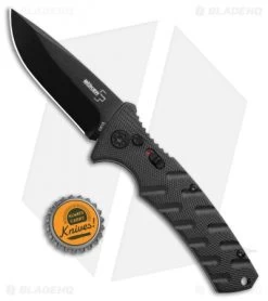 Boker Plus Strike Drop Point Automatic Knife (3.25" Black D2) -Knife Shop Boker Plus Strike Bowie Auto Black 01BO433NSOI BHQ 97031 jr bottlecap