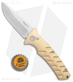 Boker Plus Strike Brass Automatic Knife (3.25" Stonewash) -Knife Shop Boker Plus Strike Brass Auto SW 01BO399NSOI BHQ 107937 jr bottlecap