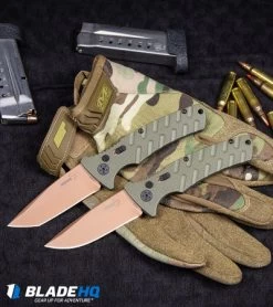 Boker Strike Tanto Desert Warrior Automatic Knife OD Green (3.25" Copper D2) -Knife Shop Boker Strike Drop Point Desert Warrior Automatic Knife OD Green Copper BHQ 70998 kp tactical webv