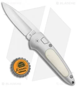 Boker Top Lock II Button Lock Knife Gray Aluminum/Kraton (2.75" Satin) 117107WB -Knife Shop Boker Top Lock II Auto Kraton Inserts Satin 117107WB BHQ 34871 jr bottlecap