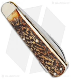 Boker Tree Brand Hunting Knife Mono Lockback Stag (3.25" Satin) 110615 -Knife Shop Boker Tree Brand Hunting Mono LB Stag Satin 110615 BHQ 94756 jr side