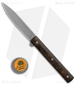 Brad Zinker Fruit Knife Liner Lock Flipper Copper Shred CF (3.75" Stonewash) -Knife Shop Brad Zinker Custom Fruit Knife Copper Shred CF BHQ 85994 er bottlecap