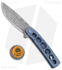 Brad Zinker FR Flipper Knife Blue Titanium (2.9" Damascus) -Knife Shop Brad Zinker FR Flipper Knife Blue Titanium Damascus BHQ 99354 kp bottle cap