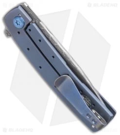 Brad Zinker FR Flipper Knife Blue Titanium (2.9" Damascus) -Knife Shop Brad Zinker FR Flipper Knife Blue Titanium Damascus BHQ 99354 kp side