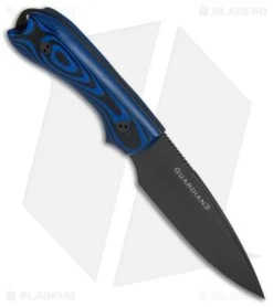 Bradford Knives Guardian3 Knife 3D Black/Blue G-10 (3.5" False Edge DLC) -Knife Shop Bradford Guardian3 False Edge DLC G 10 Blue Black 3FE 113B BHQ 68221 jr spine