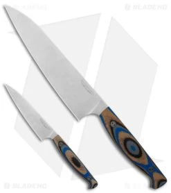Bradford Knives 8" Chef Knife & Paring Knife Set Blue /Black/Gray G-Wood
