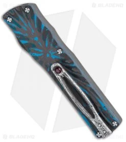 Brian Tighe Custom Small Twist Tighe Dagger OTF Blue Fat CF (2.75" Damasteel) -Knife Shop Brian Tighe Custom Small Twist Tighe Dagger OTF Blue Fat Carbon Damasteel BHQ 115792 jr side