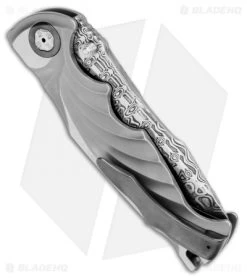 Brian Tighe Custom Tighe Breaker Recurve Automatic Knife BB Ti (4" Damasteel) -Knife Shop Brian Tighe Custom Tighe Breaker Recurve BB Ti Damasteel BHQ 77985 jr side