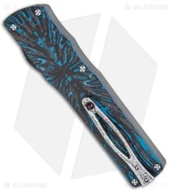 Brian Tighe Custom Twist Tighe Clip Point OTF Blue Fat CF (3.75" Damasteel) -Knife Shop Brian Tighe Custom Twist Tighe CP Blue Fat Carbon Damasteel BHQ 115799 jr side