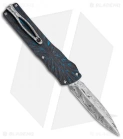 Brian Tighe Custom Twist Tighe Dagger OTF Blue Fat CF (3.75" Damasteel)