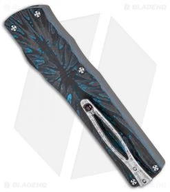 Brian Tighe Custom Twist Tighe Dagger OTF Blue Fat CF (3.75" Damasteel) -Knife Shop Brian Tighe Custom Twist Tighe Dagger Blue Fat Carbon Damasteel BHQ 115801 jr side