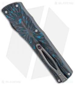 Brian Tighe Custom Twist Tighe Tanto OTF Blue Fat Carbon Fiber (3.75" Satin) -Knife Shop Brian Tighe Custom Twist Tighe Tanto Blue Fat Carbon Hand Satin BHQ 115786 jr side