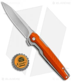Brous Blades Icon Liner Lock Flipper Knife Orange (3.25" Stonewash) -Knife Shop Brous Blades Icon LL Flipper Orange SW BHQ 85417 jr bottlecap