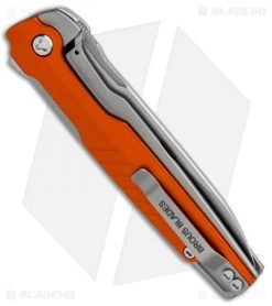 Brous Blades Icon Liner Lock Flipper Knife Orange (3.25" Stonewash) -Knife Shop Brous Blades Icon LL Flipper Orange SW BHQ 85417 jr side