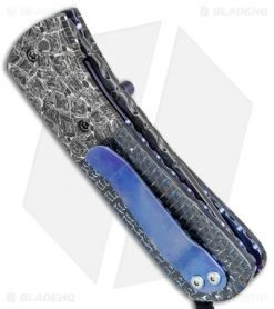 Burr Oak Knives C-MO Full Dress Knife Blue LSCF/Zombie Damascus (2.6" San Mai) -Knife Shop Burr Oak Knives C MO Full Dress Blue LSCF Zombie Damascus San Mai BHQ 77697 jr side