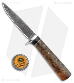 Burr Oak Drop Point Dangler Fixed Blade Knife Afzelia/Ebony (3.5" Damascus) -Knife Shop Burr Oak Knives DP Dangler Stabilized Afzelia Ebony BHQ 99349 jr bottlecap