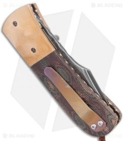 Burr Oak Knives Harpoon Mini Knife Snakeskin Micarta/Bronze (3" San Mai) -Knife Shop Burr Oak Knives Harpoon Mini Knife Snakeskin Micarta Bronze San Mai BHQ 99350 kp side