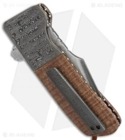 Burr Oak Knives Rule 9 Harpoon Flipper Knife Oak/Damascus (3.75" San Mai) -Knife Shop Burr Oak Knives Rule 9 harpoon oak damascus san mai BHQ 71613 er side